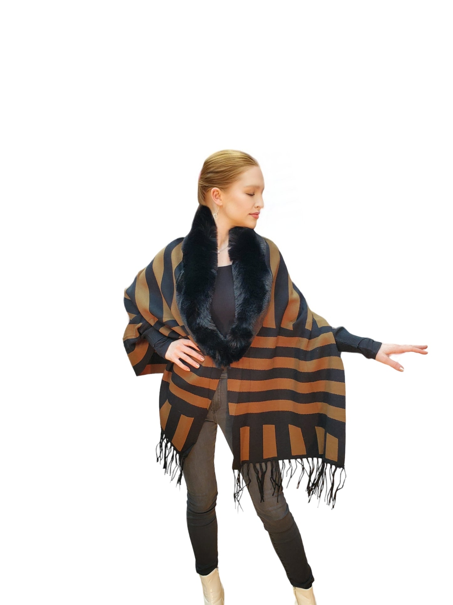 Shawl Style B102F Black Brown