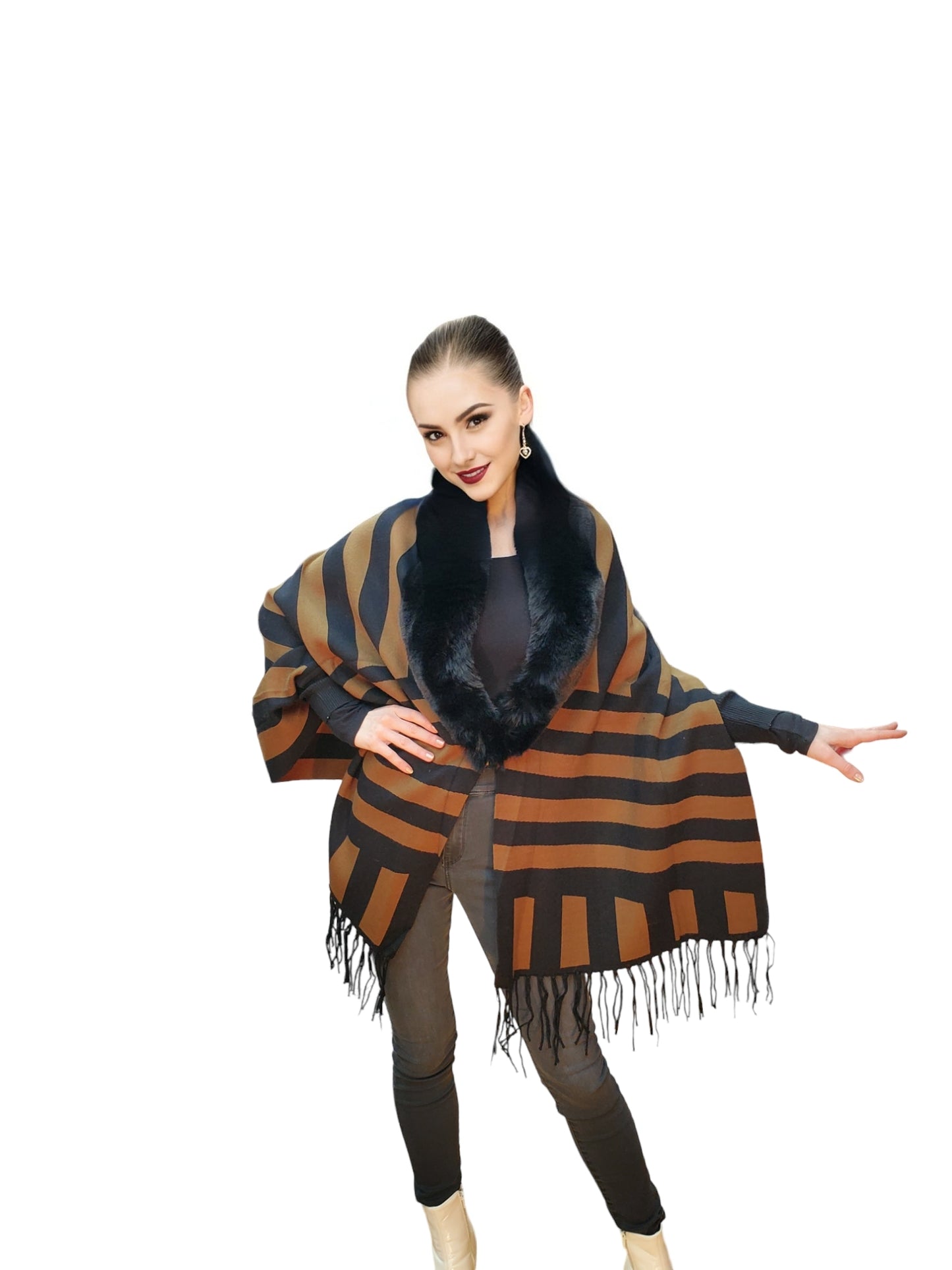 Shawl Style B102F Black Brown