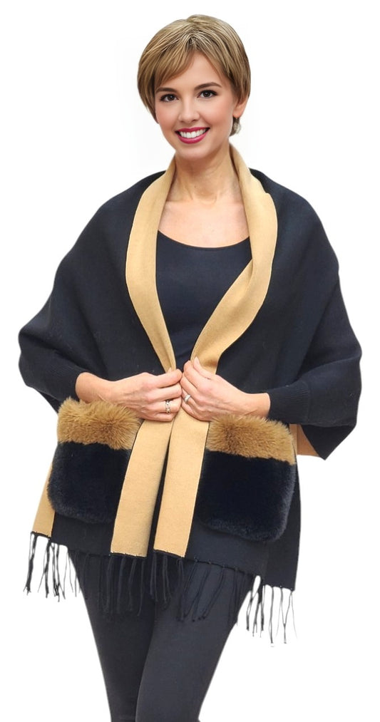 Shawl Style B103 Black Camel