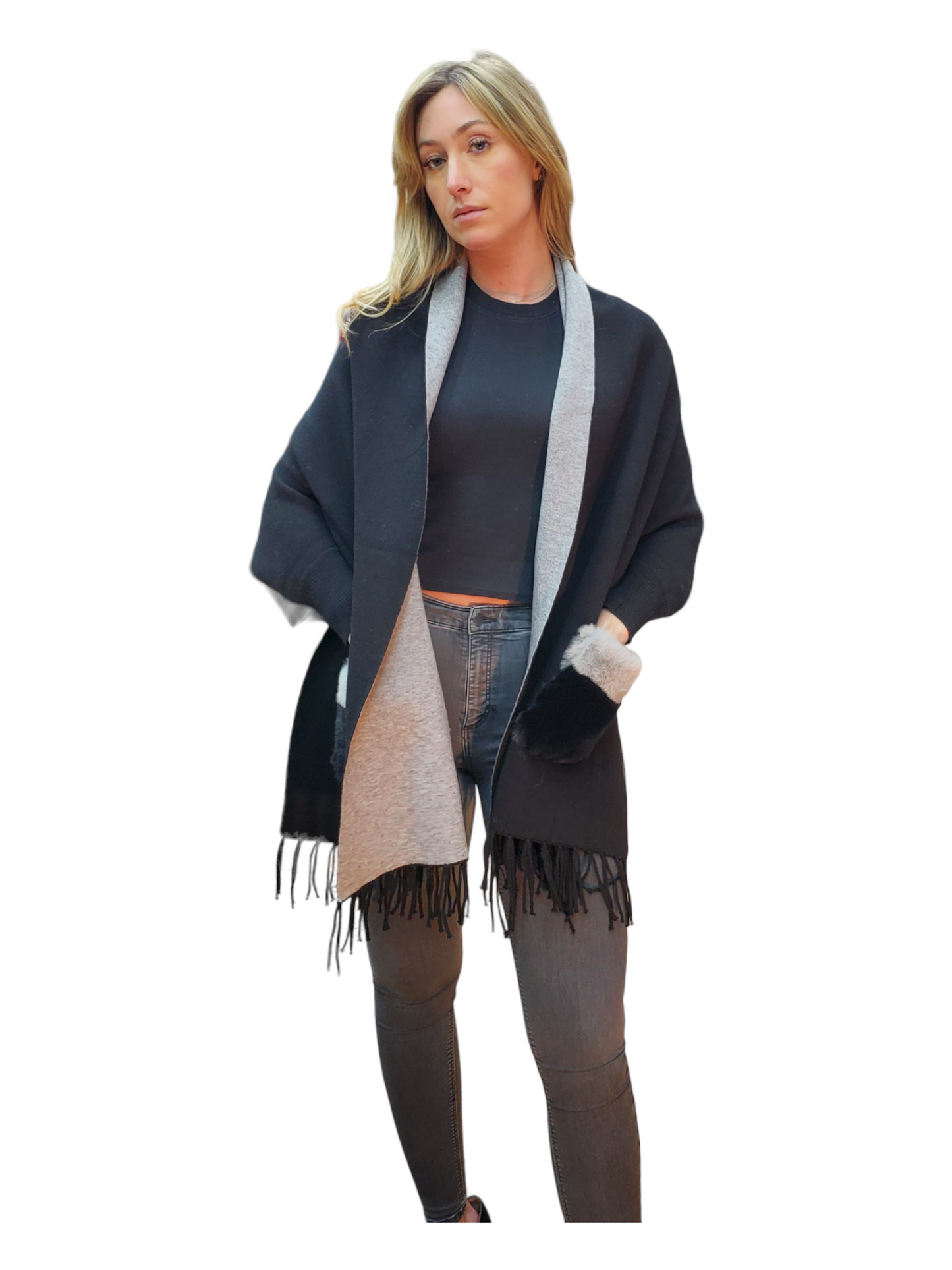 Shawl Style B103 Black Gray