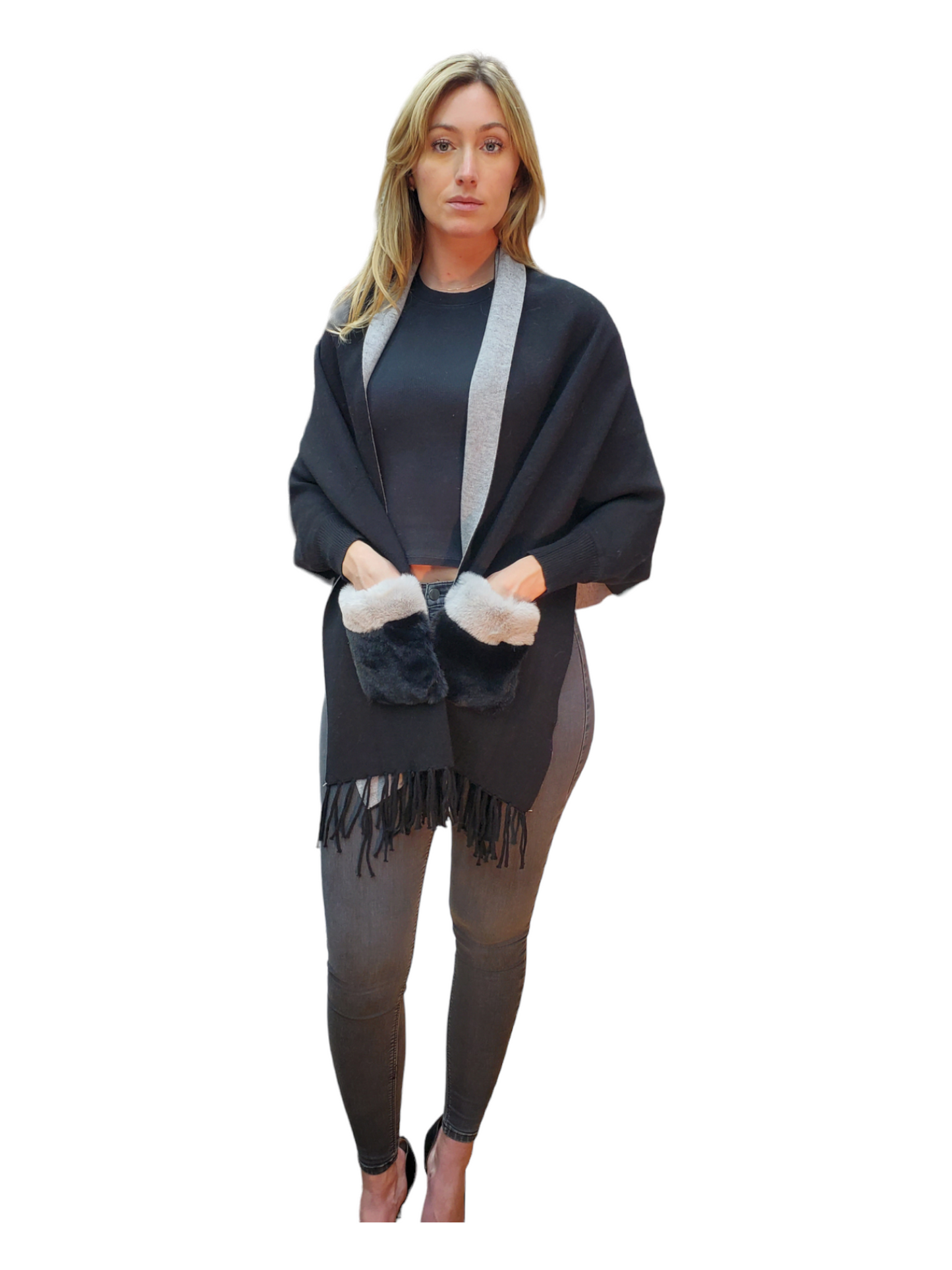 Shawl Style B103 Black Gray