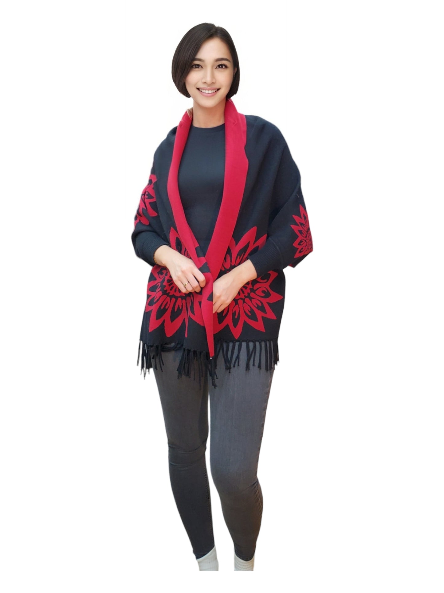 Shawl Style CL2021019 Black Red