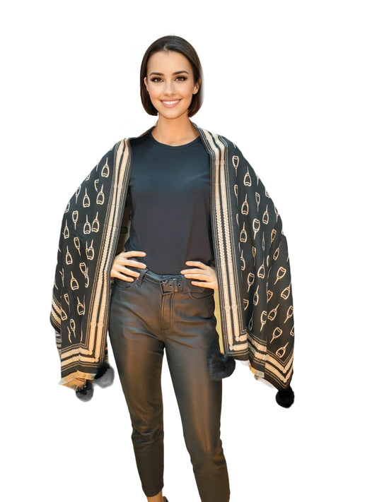 Shawl Style CL2021060 Black Camel