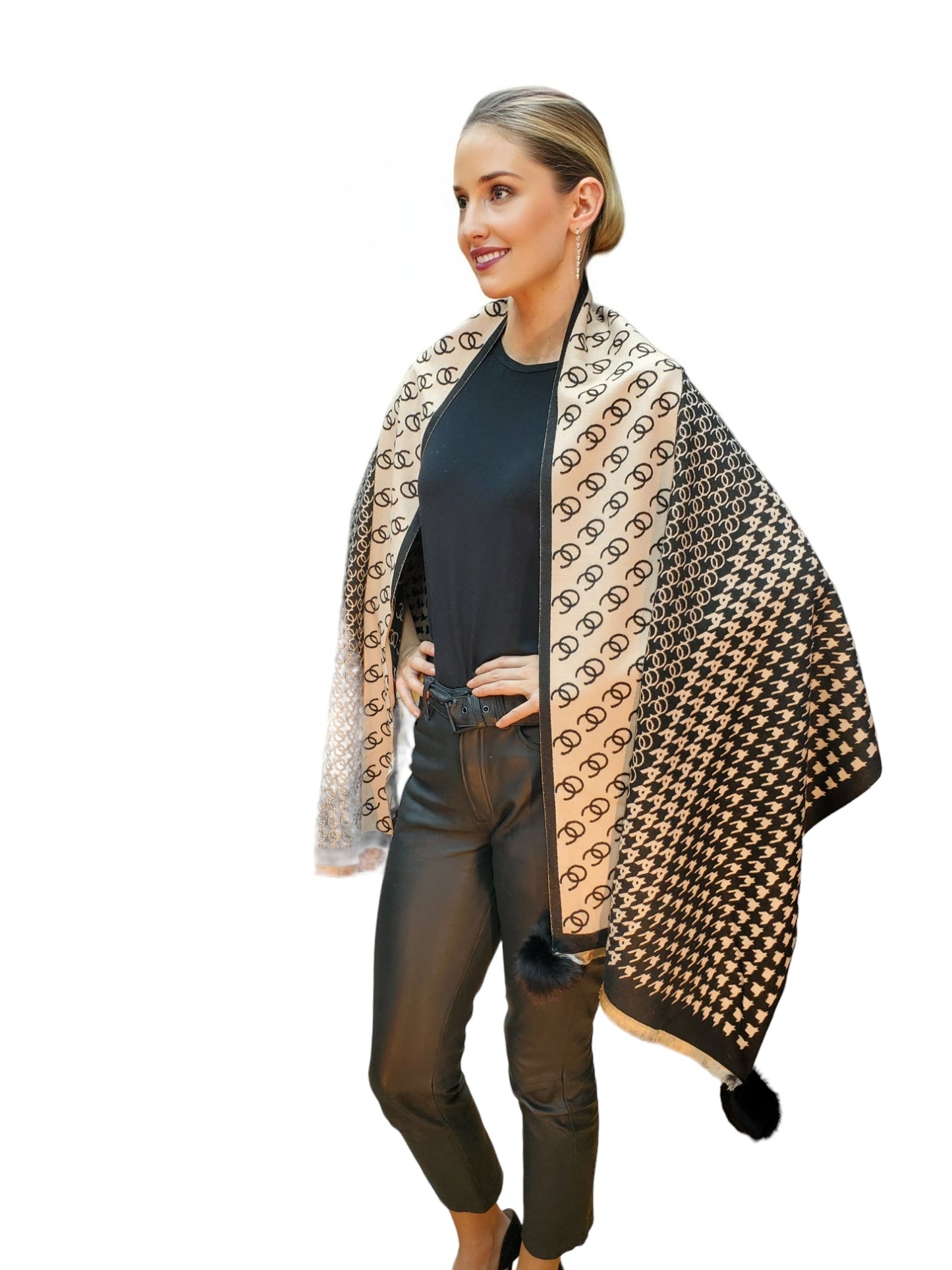 Shawl Style CL2021066 Black Camel