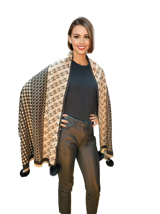 Shawl Style CL2021066 Black Camel