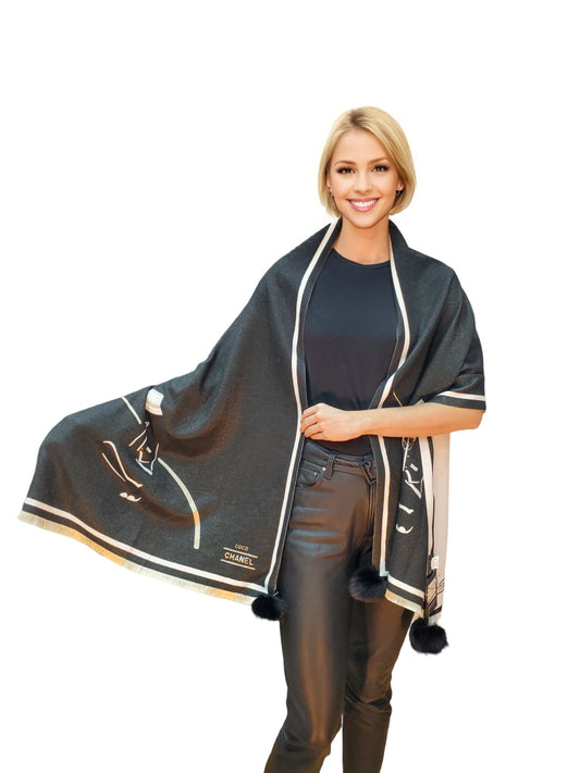 Shawl Style CL2021072 Black Camel