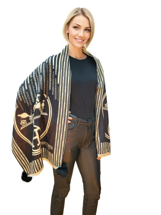 Shawl Style CL2021073 Black Camel
