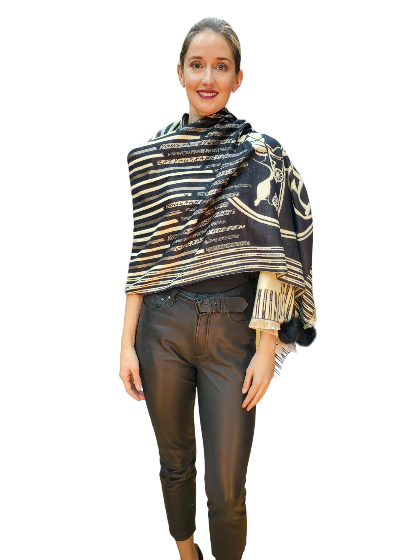 Shawl Style CL2021073 Black Camel