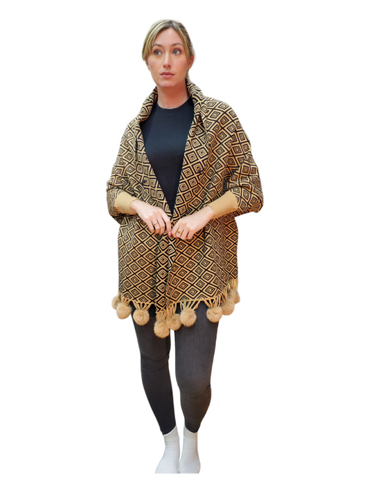 Shawl Style CL2021092 Black Camel