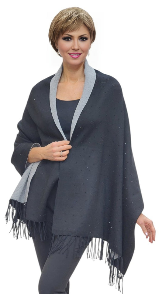 Shawl Style PJ-001-NS Black Gray