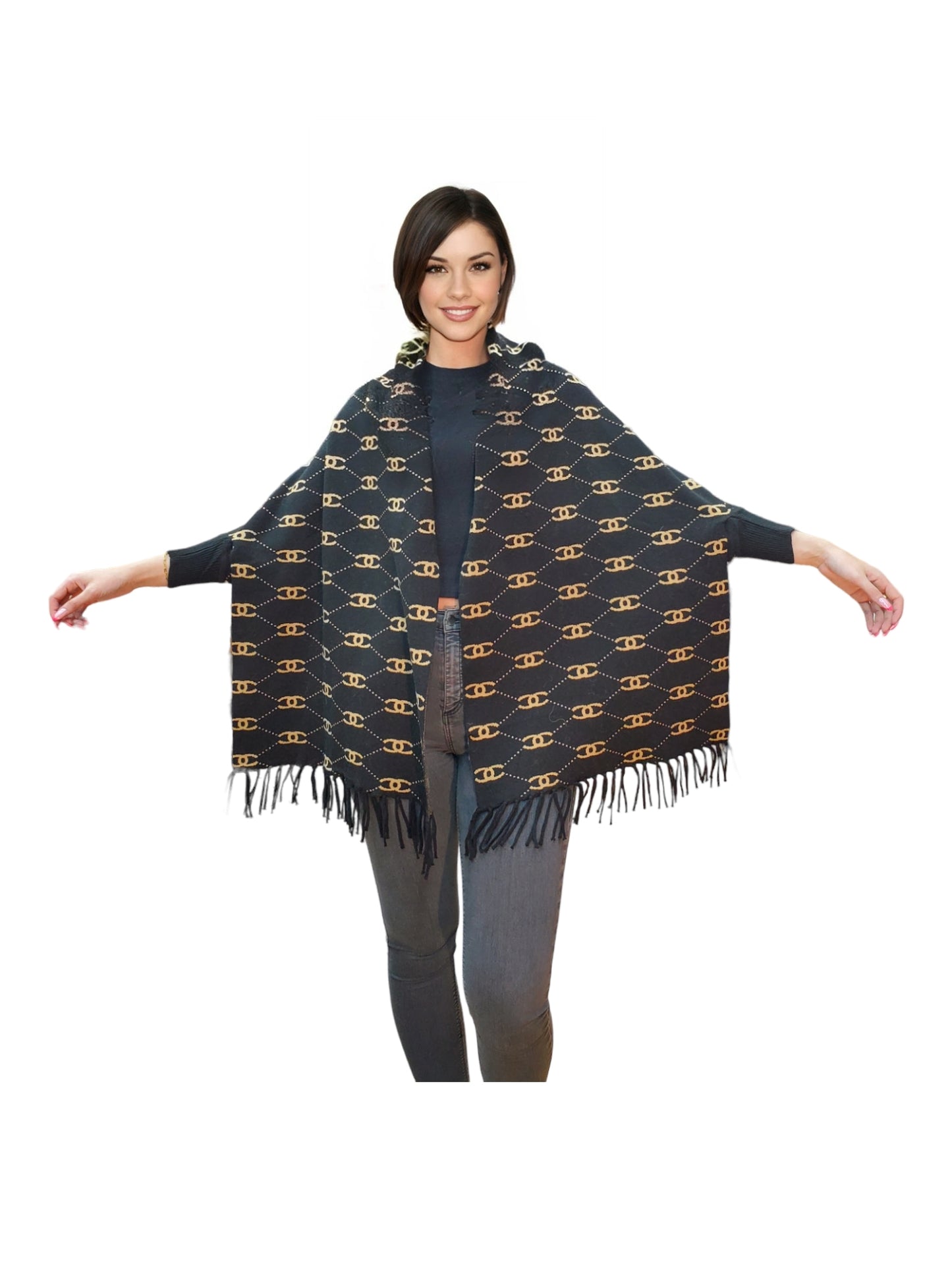 Shawl Style PJ-012 Black Camel