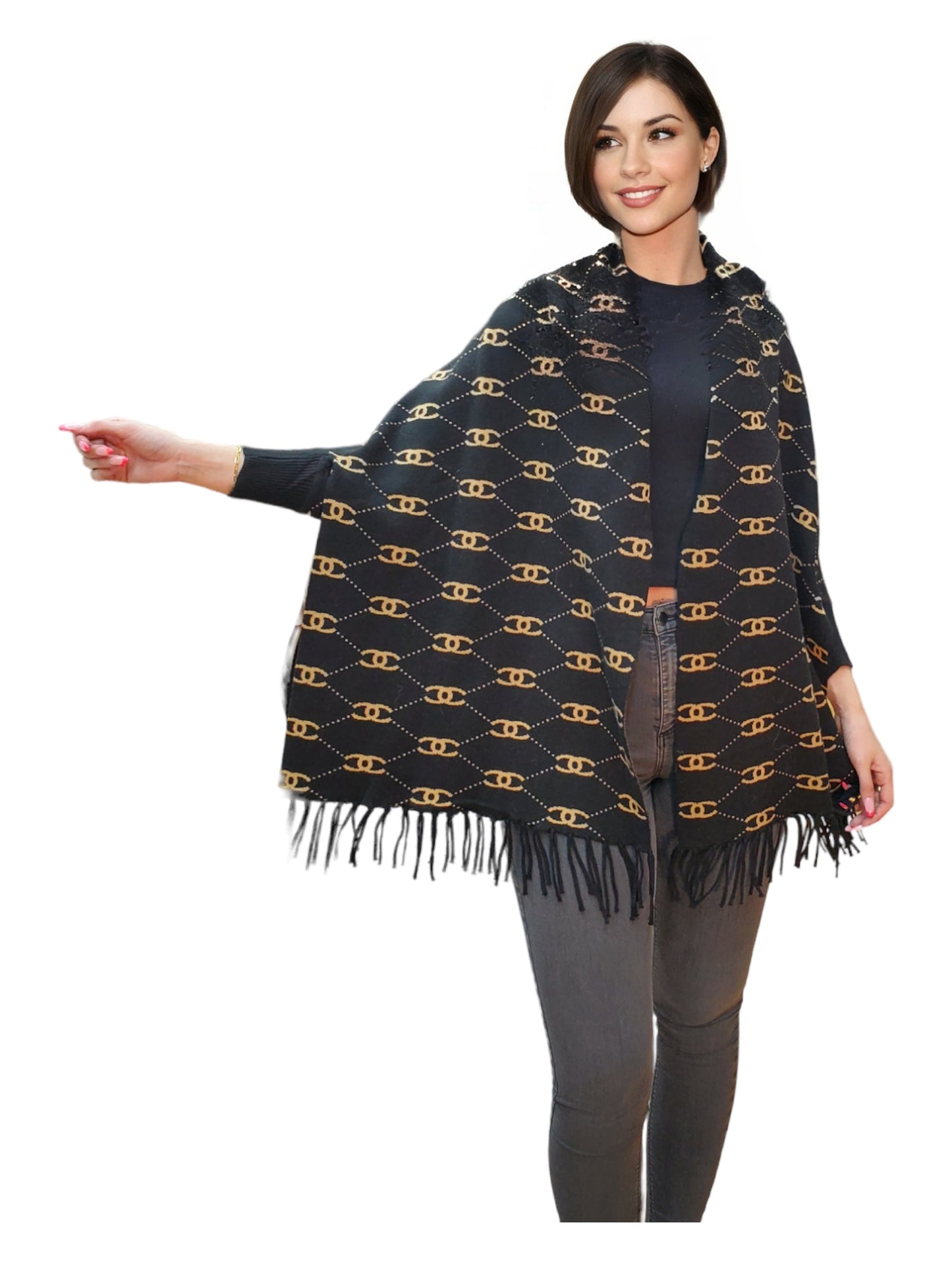 Shawl Style PJ-012 Black Camel