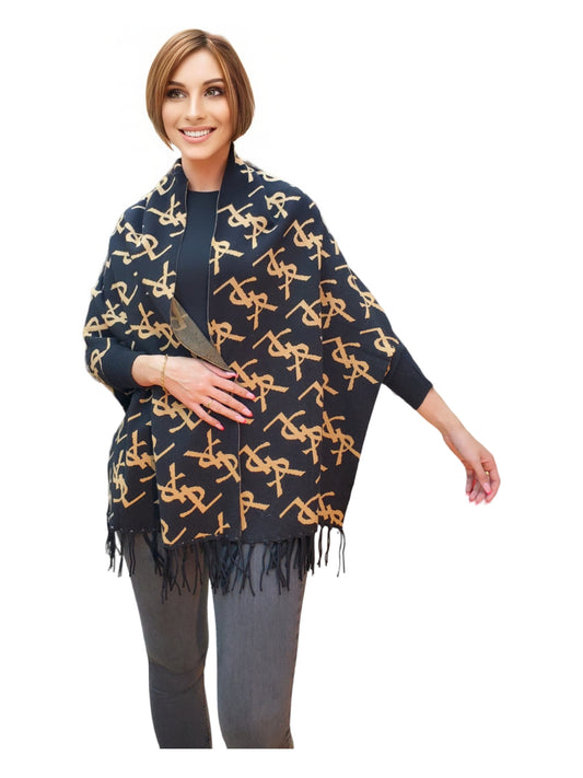 Shawl Style PJ-015 Black Camel