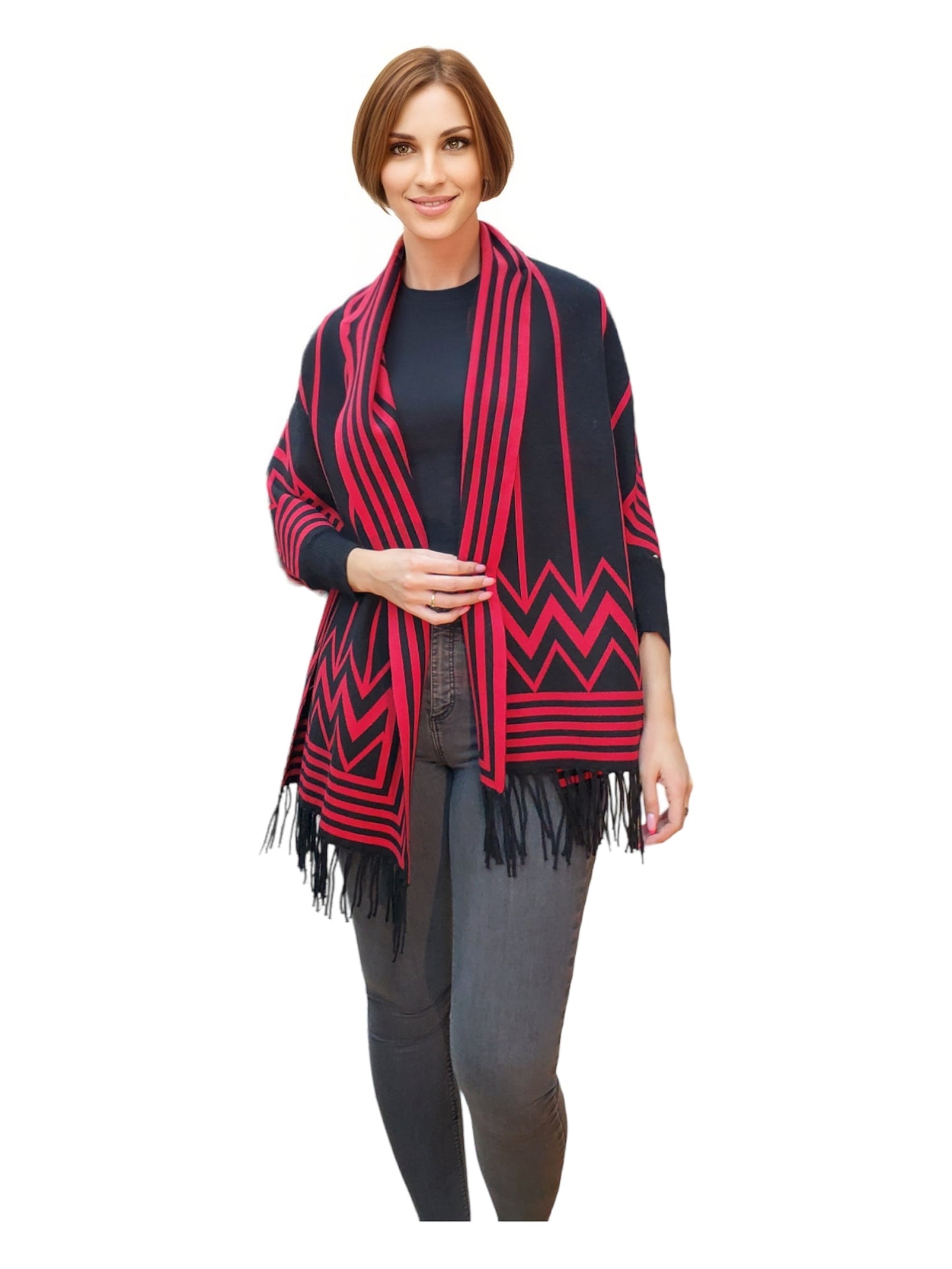 Shawl Style PJ-016 Black Red