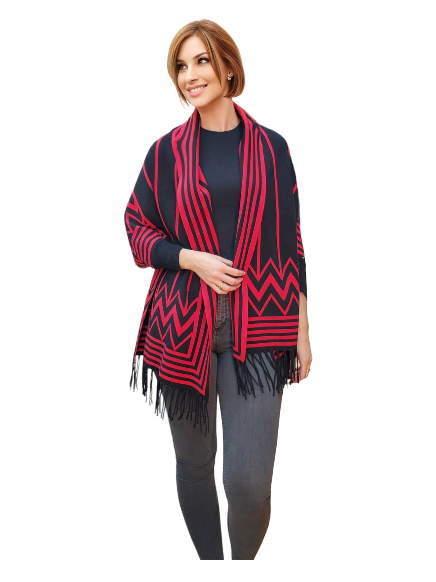 Shawl Style PJ-016 Black Red