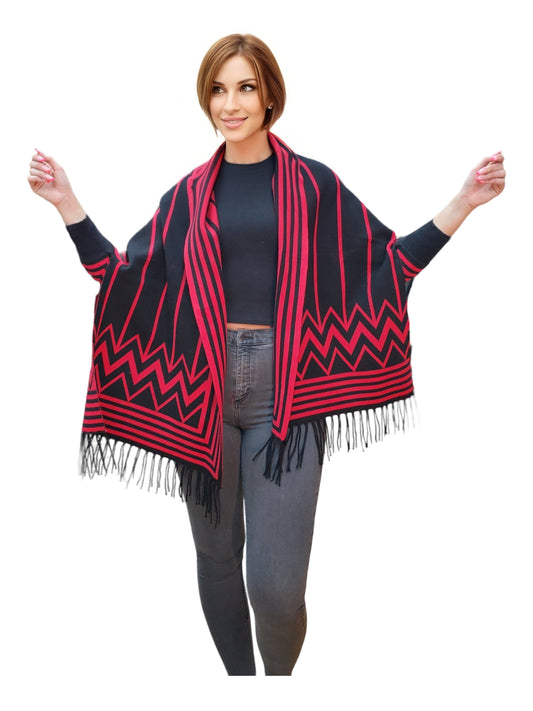 Shawl Style PJ-016 Black Red