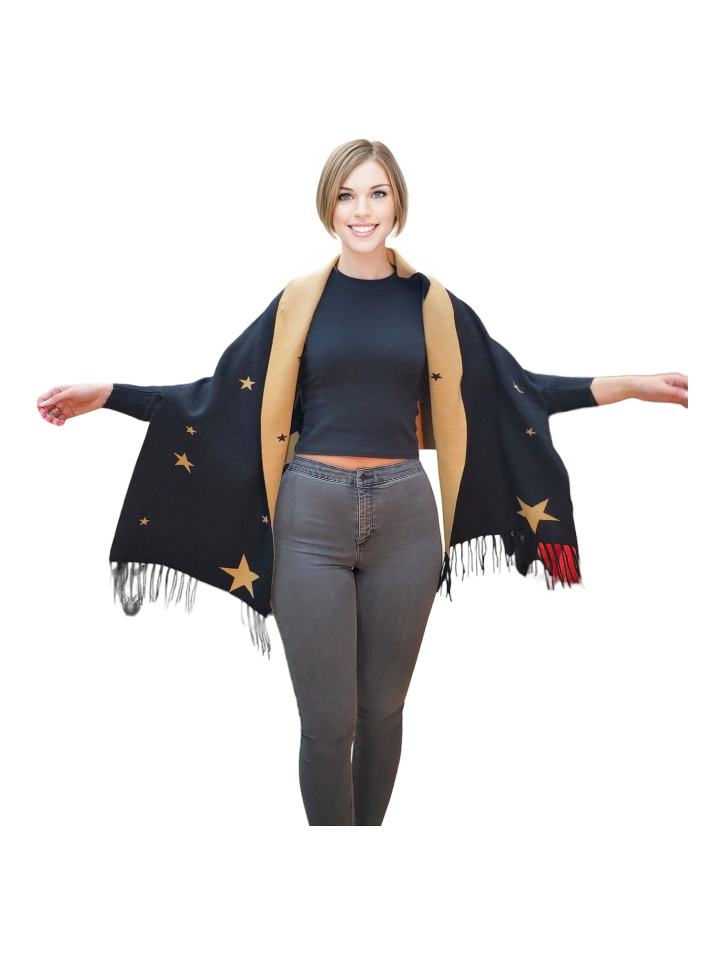 Shawl Style PJ-018 Black Camel