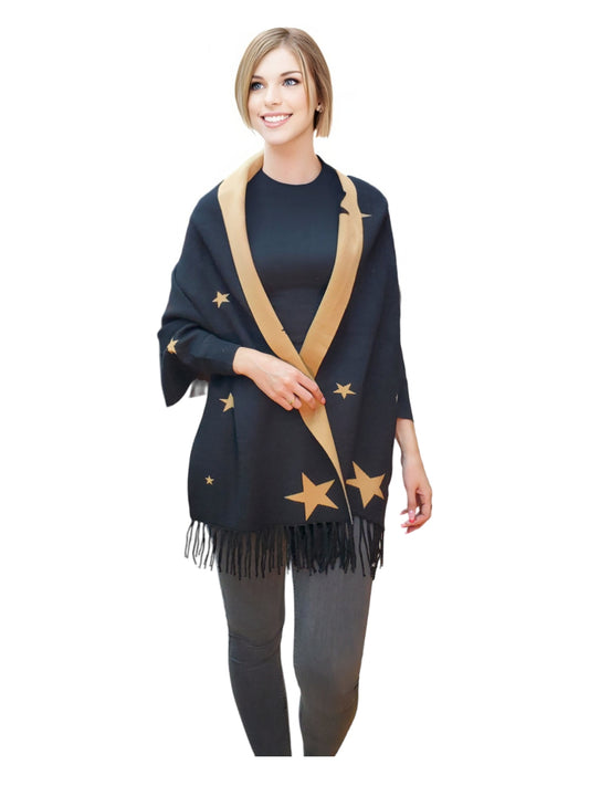 Shawl Style PJ-018 Black Camel