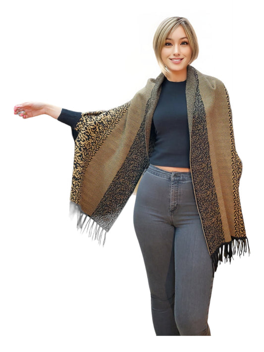 Shawl Style PJ-028 Black Camel