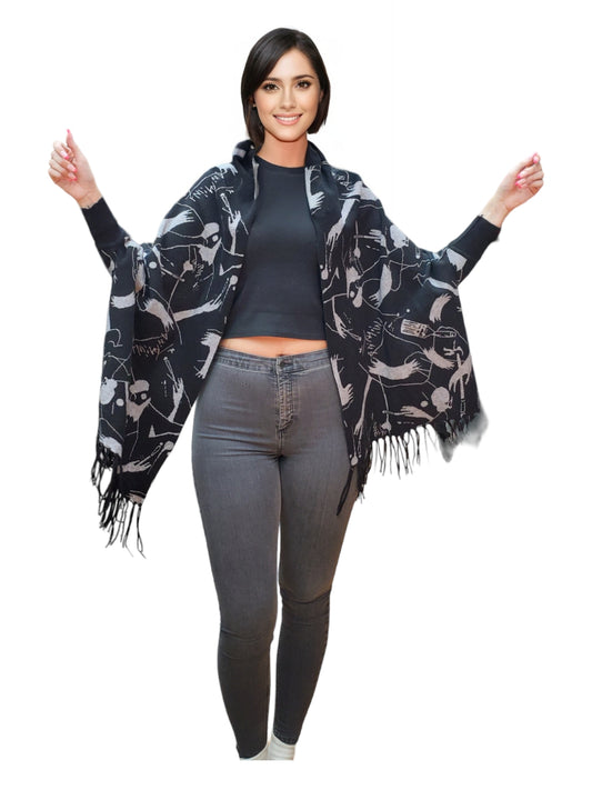 Shawl Style PJ-032 Black Gray