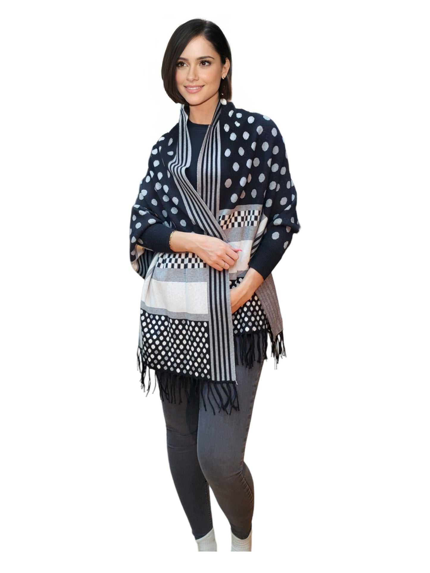 Shawl Style PJ-036 Black Gray