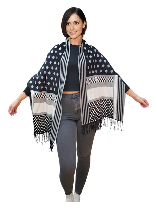 Shawl Style PJ-036 Black Gray