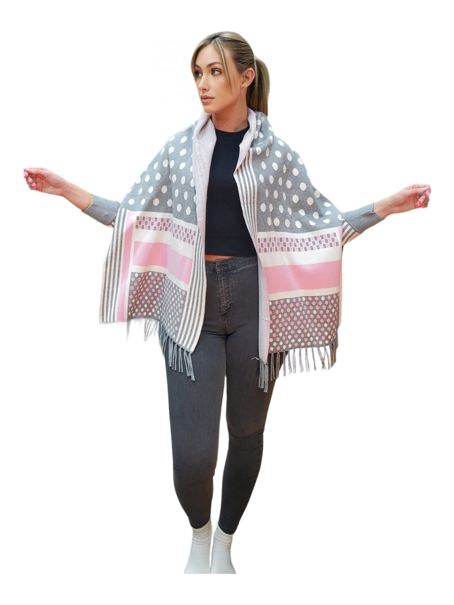 Shawl Style PJ-036 Gray White