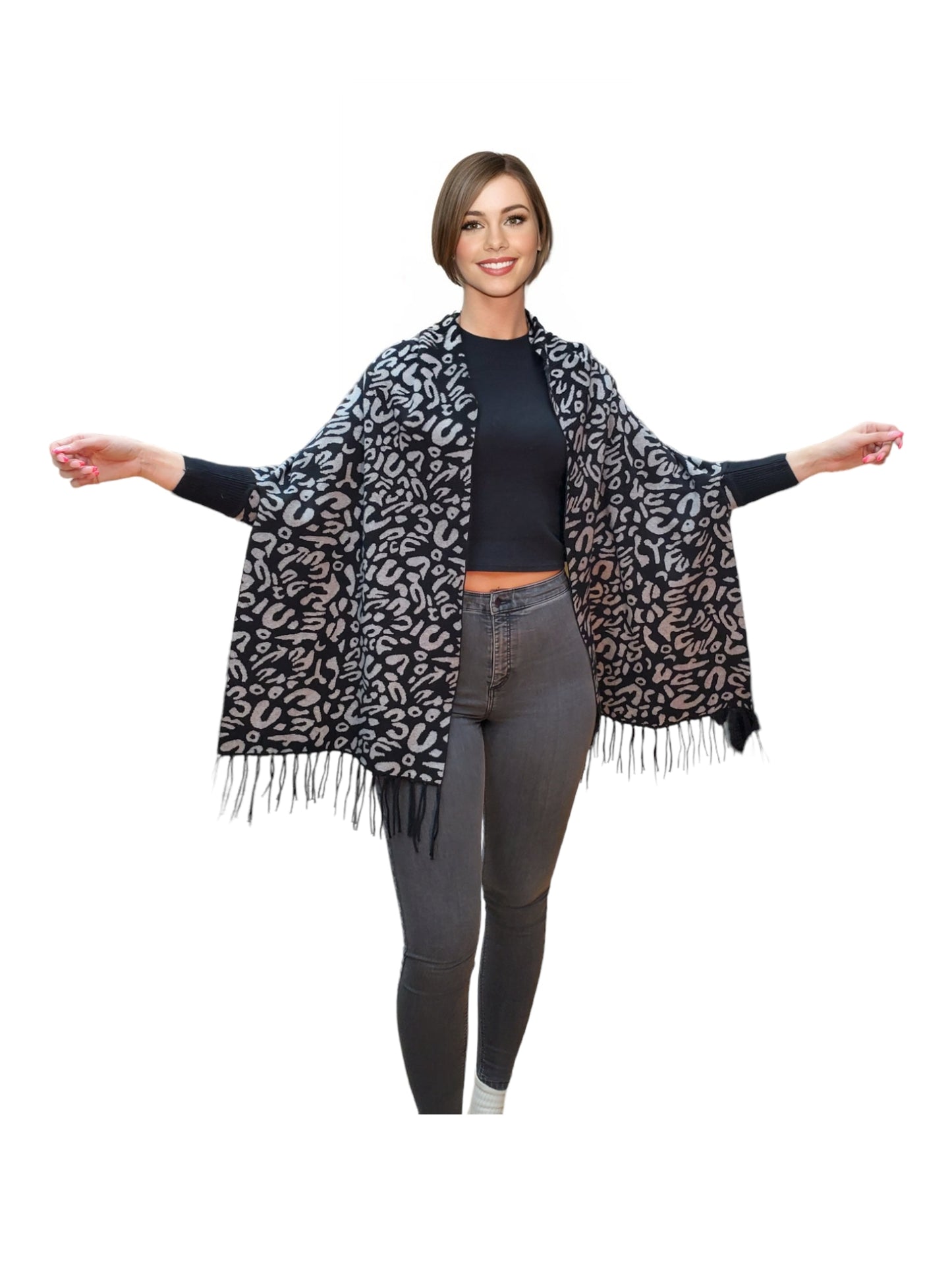 Shawl Style PJ-037 Black Gray