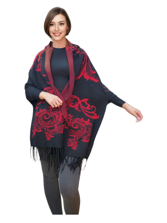 Shawl Style PJ-039 Black Red
