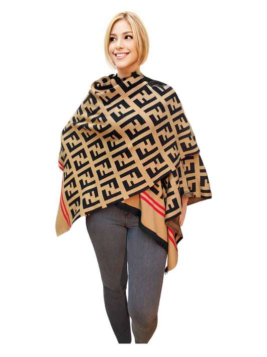 Shawl Style PJ-040 Black Camel