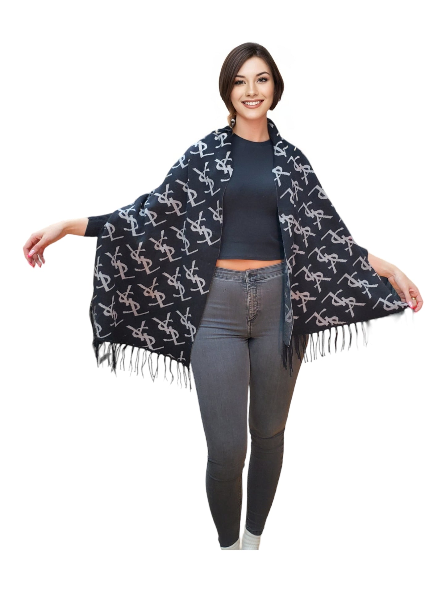 Shawl Style PJ-015 Black Gray