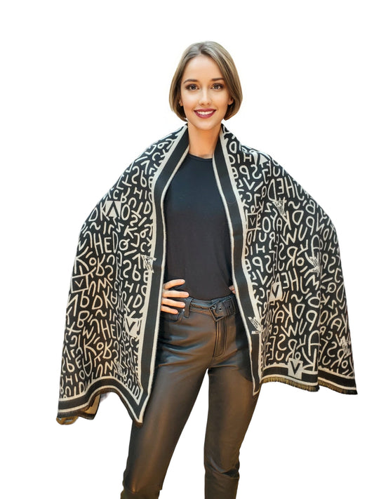 Shawl Style WJ202008 Black White