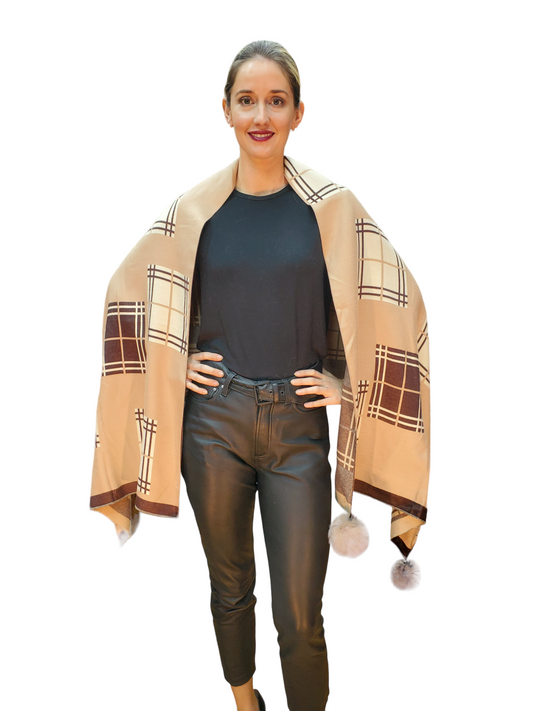 Shawl Style YX56-3 Tan Brown